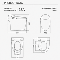 Toilette automatique avec réservoir encastré, toilette intelligente monobloc en céramique avec bidet intégré, éclairage nocturne, affichage LED, siège chauffant