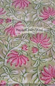 Hand Printed 100% Cotton Organic Woven Blue Floral Medium <b>Weight</b> Cotton Printed <b>Fabric</b> Yards Women Dress <b>Fabric</b> - Product Image 5