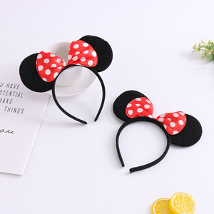 Fascette per capelli con orecchie di topo e fiocco per ragazze, accessori per capelli a tema cartone animato con design adorabile - Product Image 4