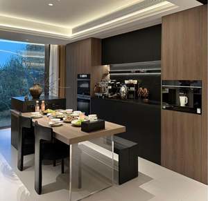 Walnut Wood Grain Luxury Style <b>Bar</b> <b>Cabinet</b> Customized Sideboard Storage Pantry Integrated <b>Cabinet</b> Wall Panel Eco-Friendly - Product Image 2