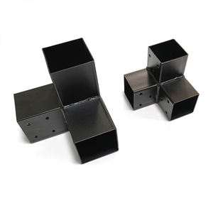 Connecteur d'<span class=keywords><strong>ancrage</strong></span> carré en acier à 2 voies pour tuyaux et béton, options galvanisées/revêtues de PVC argent/noir, supports pour poteaux en <span class=keywords><strong>bois</strong></span>, installation facile - Product Image 4