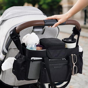 Sac de rangement universel pour poussette en tissu Oxford avec porte-gobelet isotherme, design pliable pour la promenade en extérieur et le rangement suspendu - Product Image 2