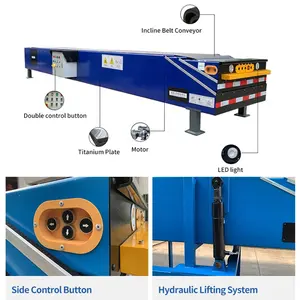 Mesin konveyor kargo elektrik bergerak jarak jauh seluler untuk truk gudang memuat dan membongkar sabuk teleskopik