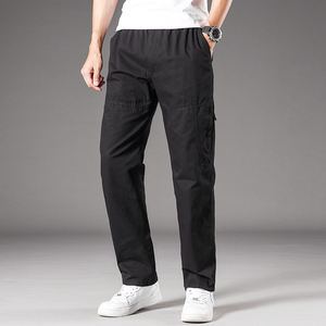 กางเกงขายดี PMT-35 กางเกงผู้ชายออกแบบเองได้ เอวกลาง ผ้าฝ้าย หลายกระเป๋า ทรงหลวม สบายๆ ทรงตรง ไซส์ใหญ่ เอวยางยืด - Product Image 2