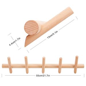 Bathroom Entryway Natural Beech Wood 5 Hooks <strong>Coat</strong> <strong>Rack</strong> <strong>Wall</strong> Hooks Wood Hook - Product Image 2