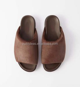 100% cuir Slip-ons Design femmes luxe toboggan pantoufles hommes Edfu toboggan <span class=keywords><strong>Granola</strong></span> sandales <span class=keywords><strong>Granola</strong></span> rembourré brossé mollet cheveux diapositives - Product Image 1