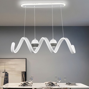 Lampadario Moderno Rettangolare 2027, 110V/220V 3CCT, Luce Pendente per Soffitti Bassi, Forma Ondulata, Lampadario da Cucina e Sala da Pranzo 140W - Product Image 4
