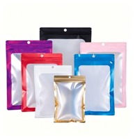 En stock : Pochette à bijoux, étui pour téléphone portable, câble de données, sac en plastique à fermeture éclair givré coloré à trois soudures latérales pour bijoux