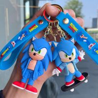 Hot Fashion Creative Anime Caractère Sonic Porte-clés En PVC Souple Porte-clés Mignon Dessin Animé 3D Figure En Caoutchouc Hérisson Animation Japonaise