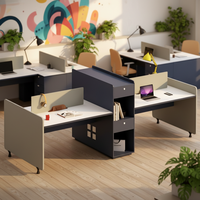 Poste de travail exécutif moderne en bois pour 4 personnes avec cloison de bureau informatique – Mobilier de bureau pour employés