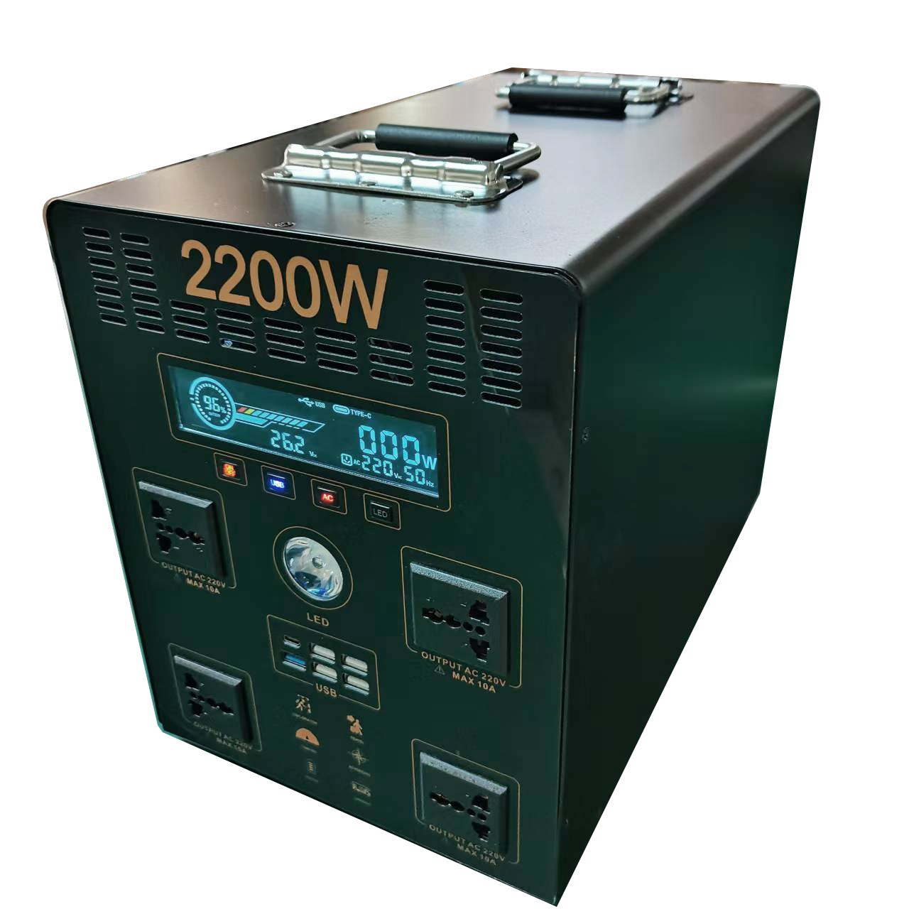 J 2200 Вт солнечная панель станция 2048Wh оксид кобальта литий-ионный Литий-железо фосфат MPPT контроллер чистый синусоидальный фонарик