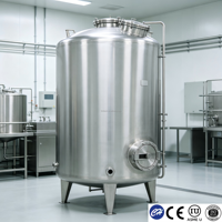 Cuve de Fermentation Submergée 200L en Acier Inoxydable 304 de Qualité Sanitaire ISO 9001