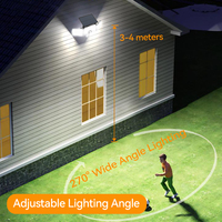 197 LED solaire sécurité jardin lumière télécommande PIR capteur de mouvement 3 tête Induction applique murale pour Garage Polycarbonate