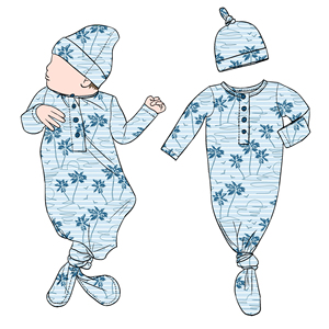 Little Glow Kid Wholesale Breathable <strong>Newborn</strong> Baby Knotted <strong>Gown</strong> Sleeping Bag Matching Beanie for Kids Children - Product Image 2