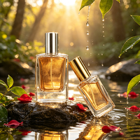 Botol Parfum Kaca Kotak Kosong 30ml 50ml 100ml, Harga Murah, MOQ Rendah, Transparan, Pompa Semprot Crimp Neck, Matte Frost, Sablon