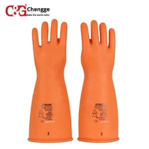 Sarung Tangan Lateks STROM Berinsulasi Industri Tingkat Daya 2 untuk Pekerjaan di Tegangan Listrik Anti-Sengatan Listrik 20KV Karet Non-Steril - Product Image 3