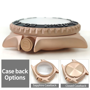 Cassa <span class=keywords><strong>Orologio</strong></span> Opaca 3.8 SKX <span class=keywords><strong>Oro</strong></span> <span class=keywords><strong>Rosa</strong></span> con Corona a Ore 4 per Movimento SKX007 009, Inserto Zaffiro, Fondello di Ricambio, Parti Modifica - Product Image 4