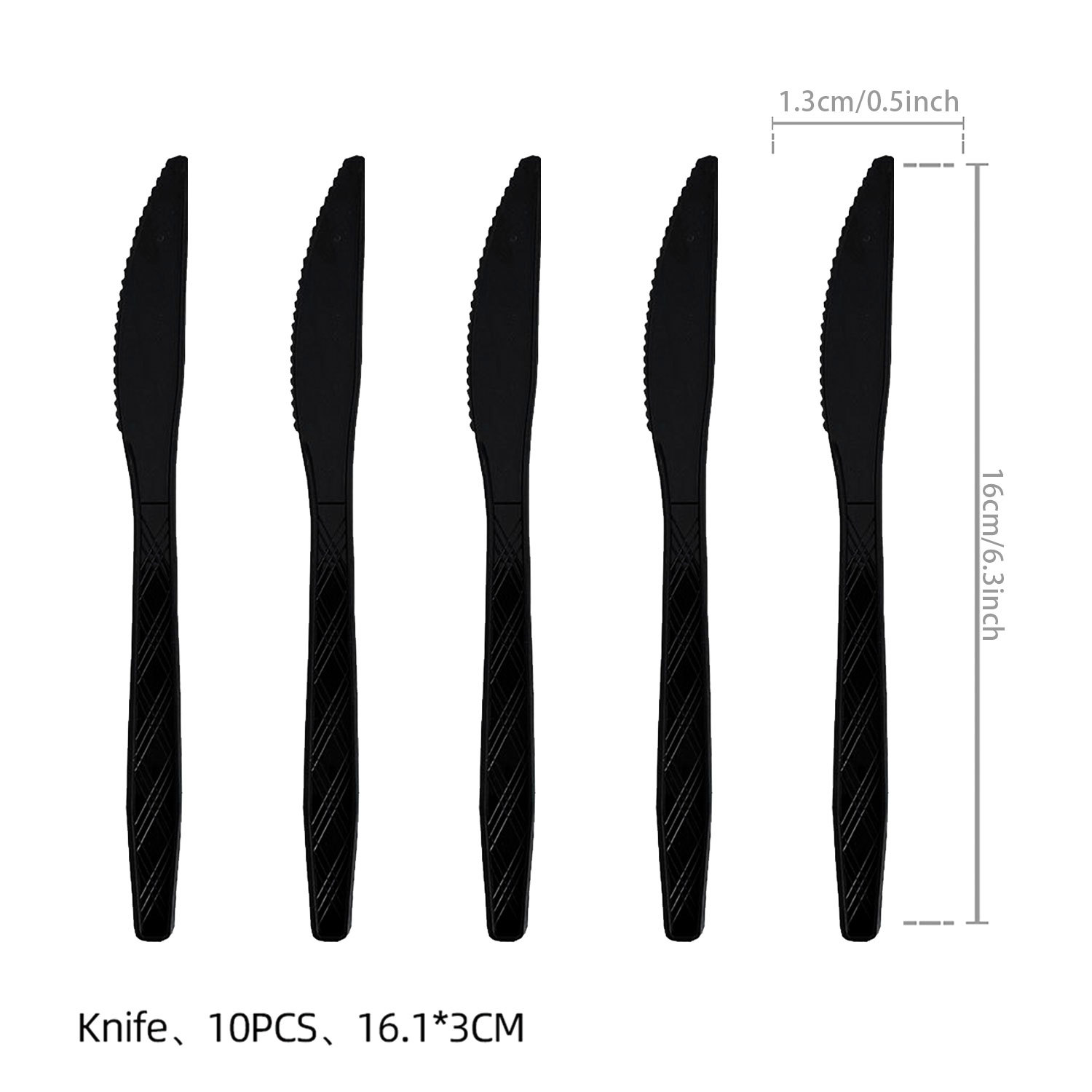 Couteau en plastique noir-10 pièces