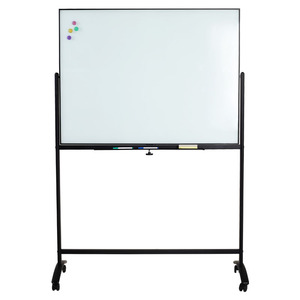 Double-sided Magnetic <strong>Whiteboard</strong> with Tempered Glass and Aluminum Alloy Frame Movable Stand for Office/<strong>Classroom</strong>/Home <strong>Use</strong> - Product Image 1