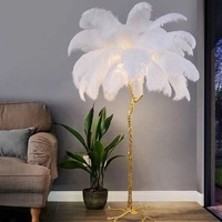 Lampes sur pied Art Déco pour salon, lumière d'intérieur debout, lumière d'angle en résine, lampe sur pied à plumes d'autruche LED