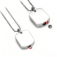 Collar con Urna Conmemorativa para Mascotas de Acero de Titanio, Colgante Grabado con Corazón de Lobo para Guardar Cenizas de Perro o Gato