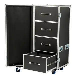 Professional Aluminum Large Work Case with 4 Sturdy Drawers Tool Storage Shockproof Waterproof Flight Cases with Wheels