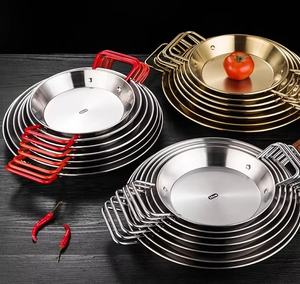 Assiette à paella en acier inoxydable pour restaurant, avec double poignée, pour servir des fruits <span class=keywords><strong>de</strong></span> <span class=keywords><strong>mer</strong></span> et du riz, interdiction <span class=keywords><strong>de</strong></span> cuisson sur flamme nue - Product Image 6