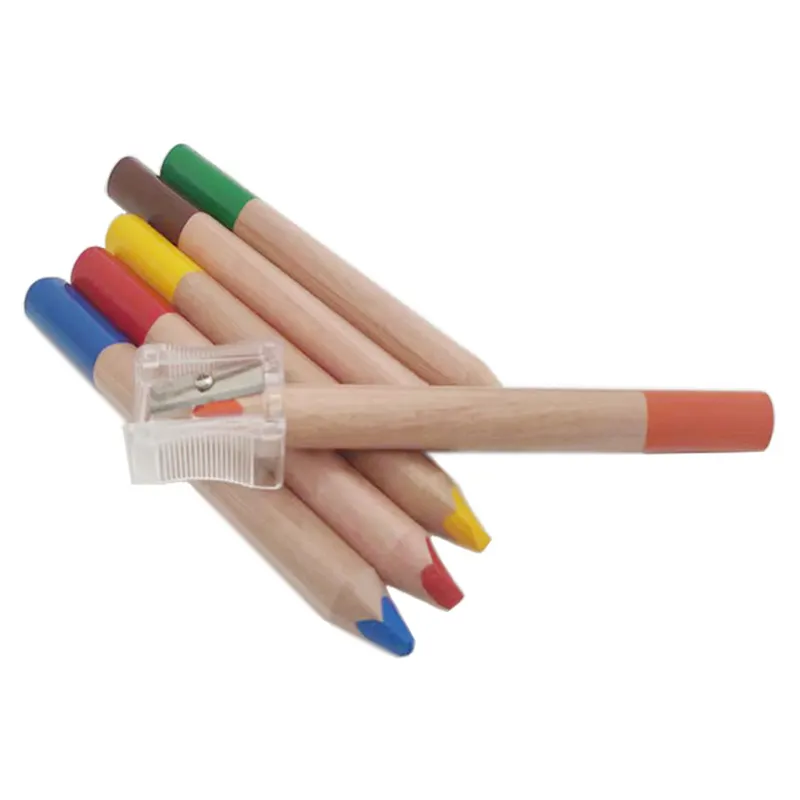 Crayons aquarelle jumbo en bois naturel écologique, crayons de couleur triangulaire, ensemble de crayons avec boîte