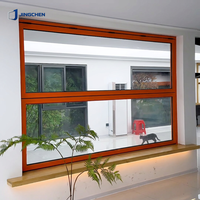 Fenêtre pliante verticale en aluminium à charnière inférieure, avec vérin à gaz pour ouverture vers le haut, double vitrage trempé, pour grande villa