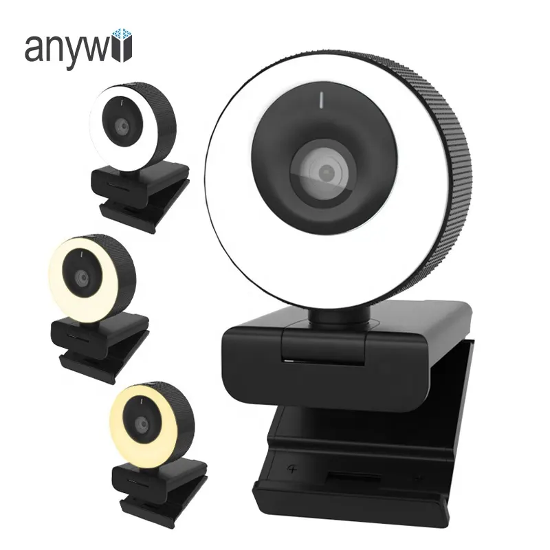 Anywii Hot H780 1080P Autofocus Webcam with Microphone Free Driver Adjustable Led Ring Light Webcam For Chat Room Web Camera