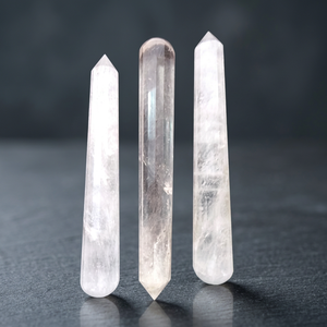 Faceted Crystal Quartz Pencil Shape Natural Clear Semi-Precious Stone Healing Massage Gemstone Craft Material 4-6 Inch Handmade - Product Image 2