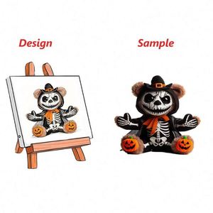 Cute Cartoon Halloween <b>Stuffed</b> Plush Animal Doll <b>Toy</b> Organic Cotton Vampire Skull Monster Pumpkin Man for Festive Decorations - Product Image 1