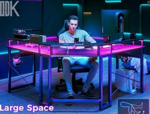 Led hiện đại đơn giản phong cách công nghiệp hình chữ L Bàn máy tính cho văn phòng nhà nghiên cứu Viết Bảng với kệ lưu trữ MDF - Product Image 2