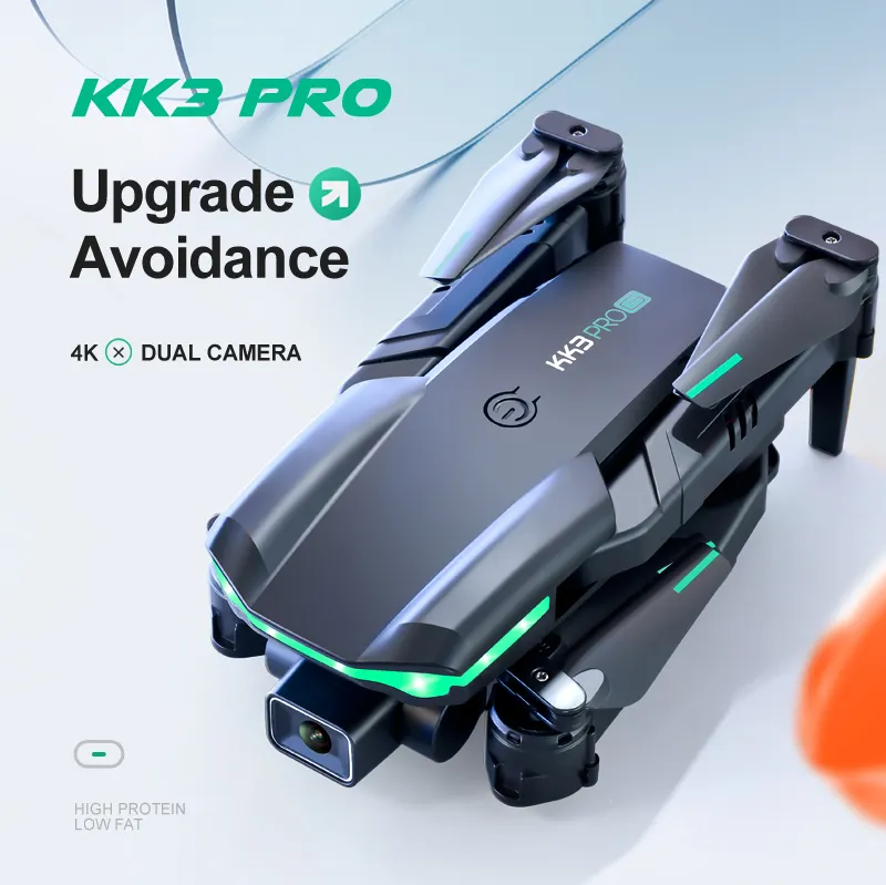 KK3 Pro Mini Drone 4K Profession Dual Camera Folding Fixed Height Quadcopter LED Obstacle Avoidance RC Dron Toys