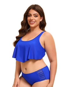 European American Women's Stylish One-Piece Fitness <b>Swimwear</b> Sexy Solid Pattern Print <b>Beachwear</b> Cut-Out Back Design Plus Size - Product Image 4