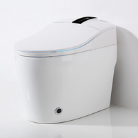 Bidet intelligent carré japonais en céramique - Capteur radar, siège chauffant, télécommande, à poser au sol, siphon en P, double chasse d'eau - Nouvelle Offre