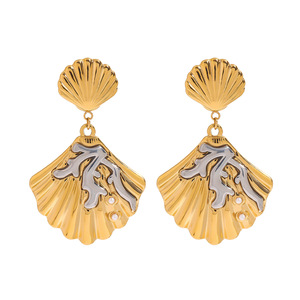Drop Earrings Gold Silver Color <b>Block</b> Shell <b>Shape</b> Pearl Women's Everyday Wear - Product Image 1