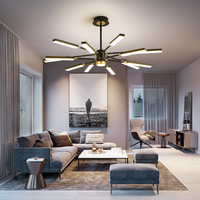 Simple moderne rond noir or multi-têtes pendentif lumière salon chambre salle à manger créatif Style industriel lustre