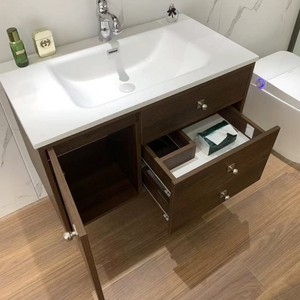 <b>Walnut</b> ceramic integrated basin hanging <b>cabinet</b> bathroom <b>cabinet</b> wash basin washbasin washbasin - Product Image 2