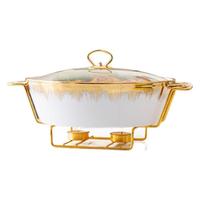 Casserole en émail, plat à four, pot à soupe, 13 pouces, or, antiadhésif, isolé, design léger et luxueux, couvercle en céramique, cuisinière universelle