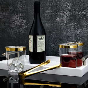 Fancy Wholesale Disposable Wedding <b>Gold</b> <b>Rimmed</b> Clear Hard Plastic Cups PS Wine <b>Glasses</b> for Birthday Party Wedding - Product Image 6