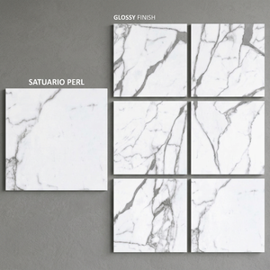 Modern Carrara 800x800mm Polished Glazed Porcelain Tiles Classic White Marble Collection - Product Image 5
