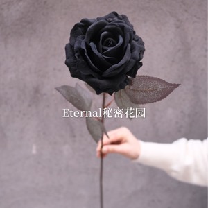 Rosa de Terciopelo Secret Garden, Flor de Seda Roja de una Sola Cabeza, Decoraciones de Pared para Bodas - Product Image 4