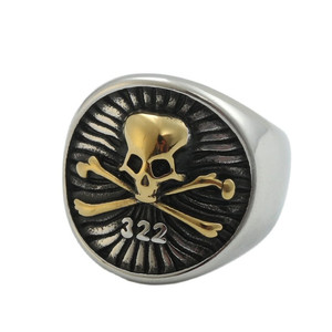Men's Stainless Steel <b>Skull</b> <b>Ring</b> Gold Color Retro Punk Style Jewelry Gift 280696 - Product Image 5