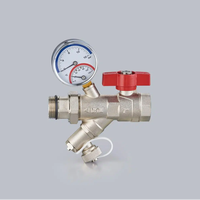 Vanne de régulation d'eau manuelle en laiton DunYun avec manomètre, structure à bille, raccord BSP/NPT, débit de 1 à 100 L/min, OEM