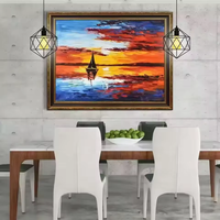 Peinture à l'huile abstraite impressionniste de coucher de soleil de haute qualité, peinte à la main, sur toile, 40x60cm, pour la décoration murale du salon