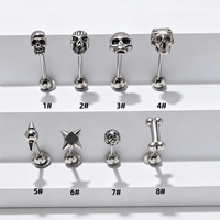 Barres d'oreilles en acier inoxydable en forme de crâne pour piercing hélix, tragus, industriel, nombril, langue – Bijoux de piercing pour femmes et hommes