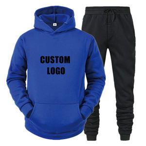 Yeni moda erkek özel marka adı dijital baskılı kalın ve sıcak teknoloji polar Hoodie & Sweatpants iki parçalı eğitim eşofman - Product Image 6