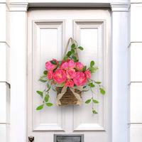 Guirlande de roses artificielles de style nouveau pour décoration transfrontalière, à suspendre à la porte ou dans un panier, vente en gros