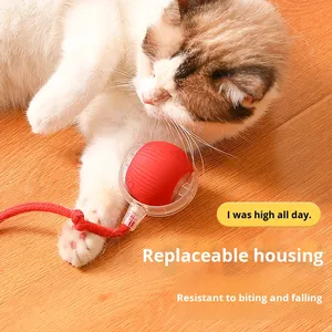 Jouet intelligent pour animaux de compagnie 360 ° jouet de balle intelligent interactif automatique avec corde jouets interactifs pour <span class=keywords><strong>chat</strong></span> et chien chargeur USB balle roulante - Product Image 4